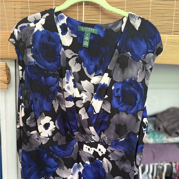 Lauren Ralph Lauren Blue V-Neck Sheath Dress for Weddings - Picture 4 of 8